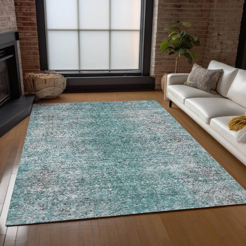 Machine Washable Indoor/ Outdoor Chantille Solid Contemporary Rug