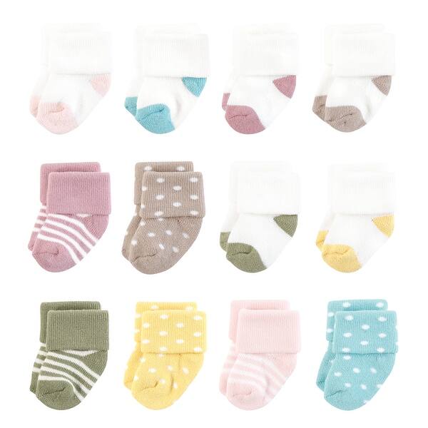 slide 1 of 1, Hudson Baby Infant Girl Cotton Rich Newborn and Terry Socks, Girl Confetti Colors Girl Confetti Colors - 0-6 Months