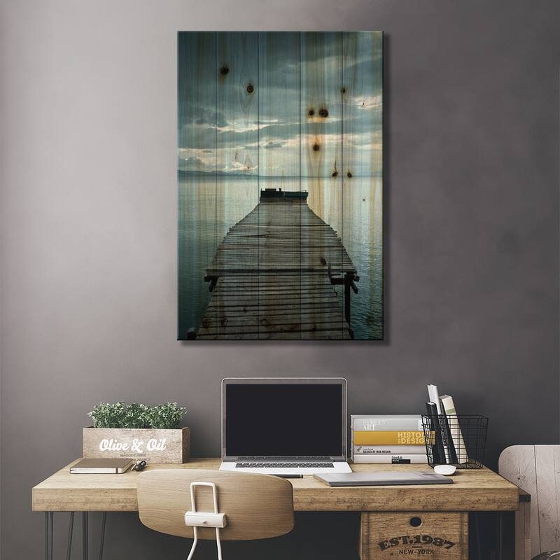 Dock I Print On Wood by PhotoINC Studio - Multi-Color