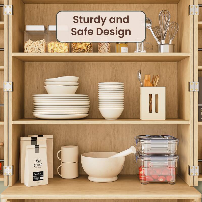 Modern 72" Kitchen Pantry Cabinet, Large Storage Cabinet with Doors & Adjustable Shelves, Multi-Functional Cupboard