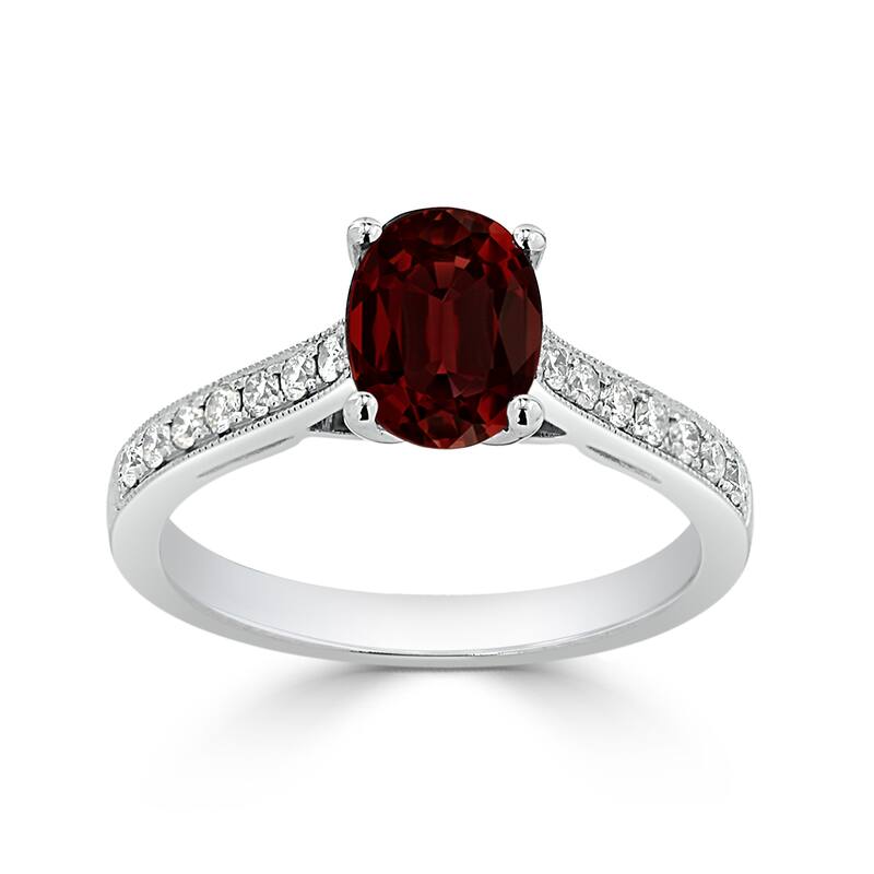 Auriya 1 1/5ct Fancy Oval Garnet and Diamond Engagement Ring 1/4ctw 14k Gold