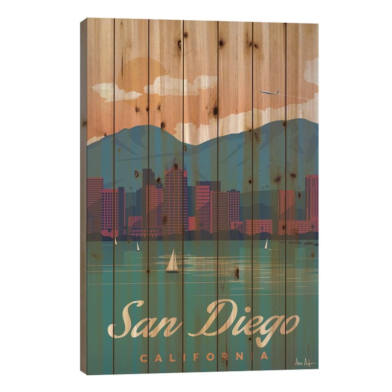 San Diego Print On Wood by IdeaStorm Studios - Multi-Color - 26x18x1.5