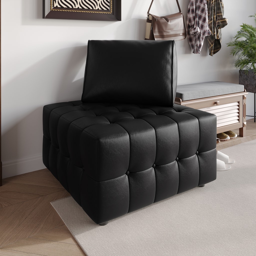 CraftPorch Elegance Button-Tufted PU Upholstered Corner Seat