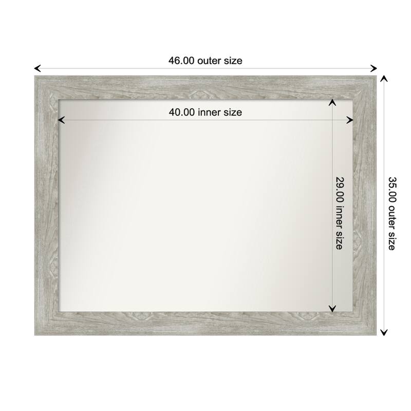 Dove Greywash Framed Non-Beveled Custom Wall Mirror, Bathroom Vanity Mirror - Outer Size: 46 x 35