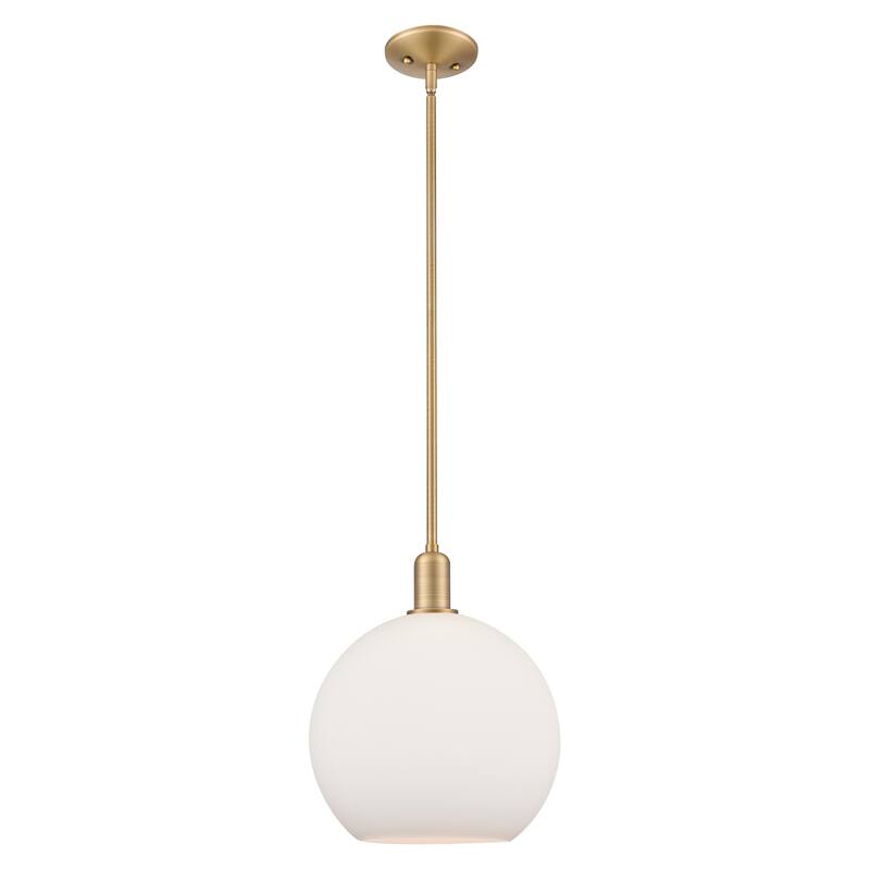 Innovations Lighting Endless Possibilities Arcadia - Athens - 1 Light 12" Stem Hung Mini Pendant - Brushed Brass/Matte White
