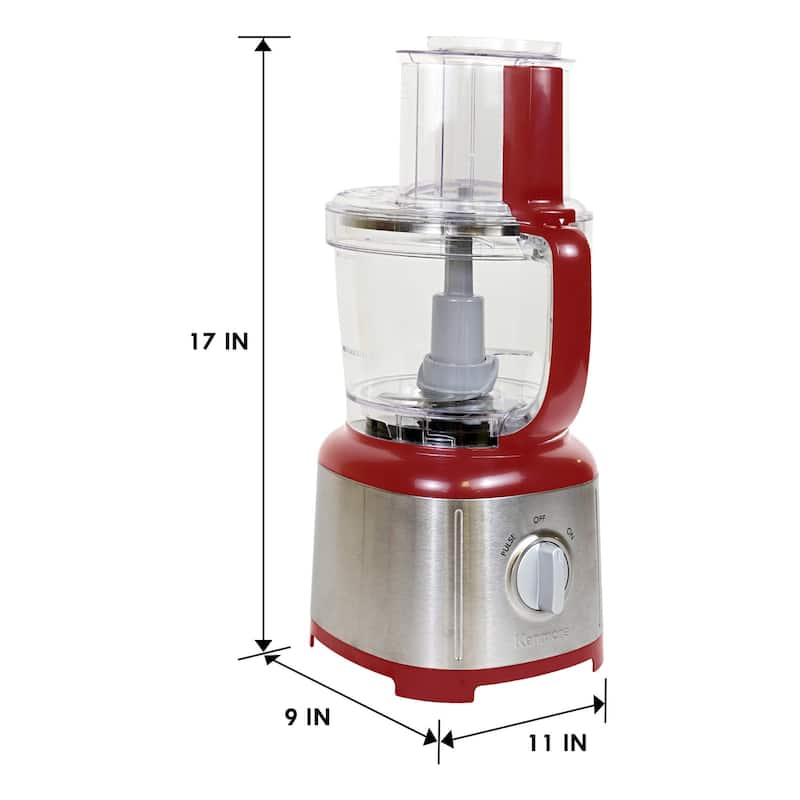 Kenmore 11Cup Food Processor and Vegetable Chopper, Red & Silver On