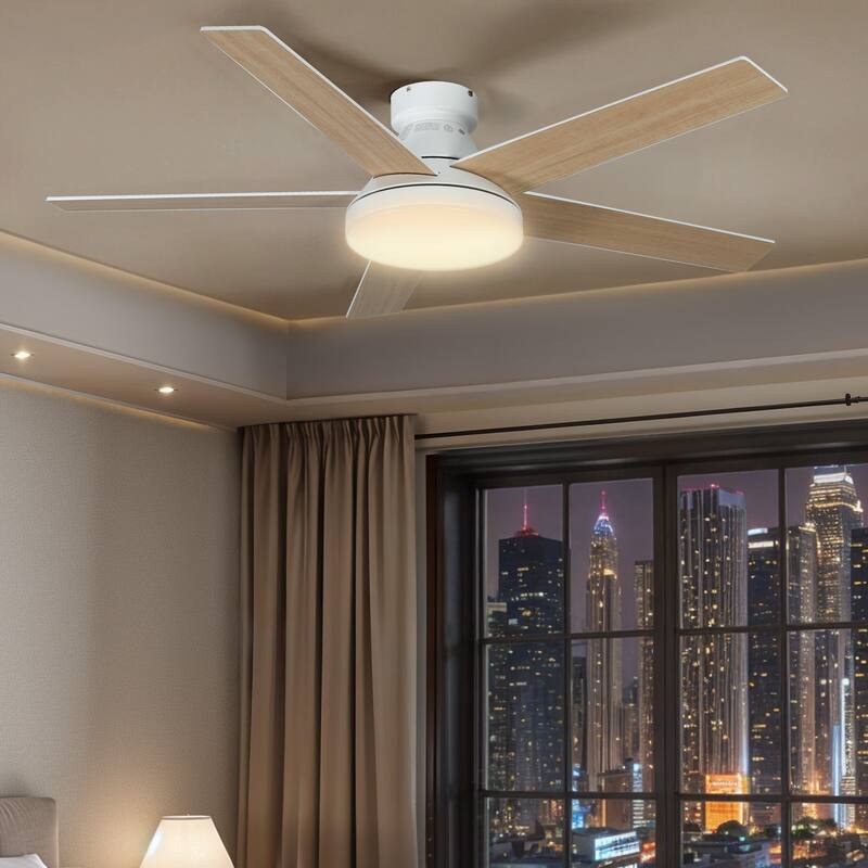 Moasis 52" Flush Mount 5 Blades Ceiling Fans with Light and Remote Control