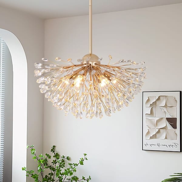 slide 2 of 16, 6-Light Modern Luxury Crystal Chandelier Gold
