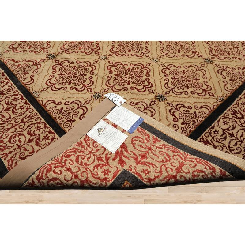 8x12'9'' Tibetano Hand Knotted Wool Beige Botanical Tibetan Patterned Area Rug - 8' x 12' 9''