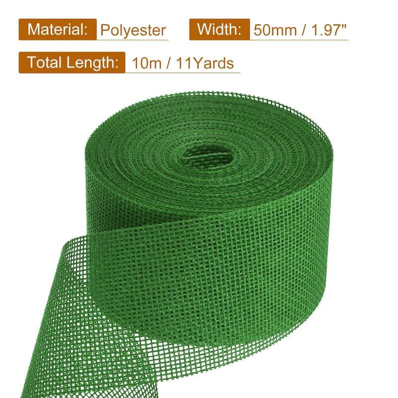 Burlap Ribbon, 2 Inch Wide 10 Yards Burlap Wired Ribbon - Green