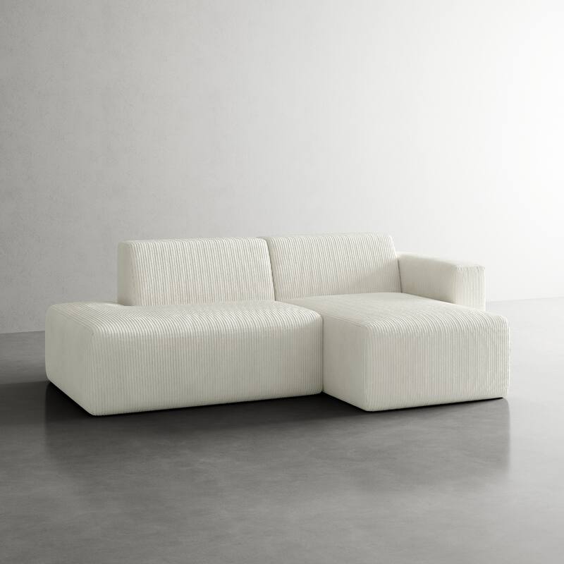 Oversized Corduroy Modular Sectional Fabric Sofa Set - BEIGE/SIDE CHAIR&CHAISE