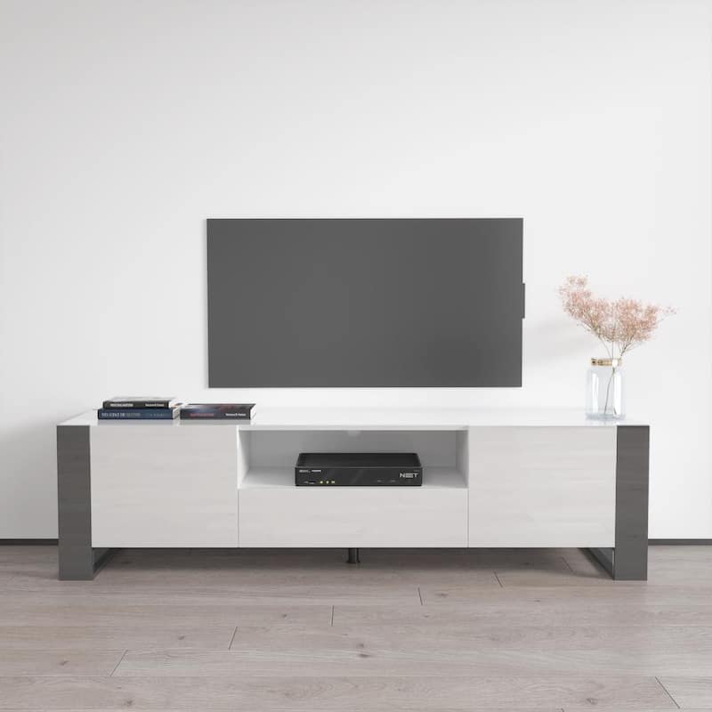 Woody 71" Modern All High Gloss TV Stand - White/Gray