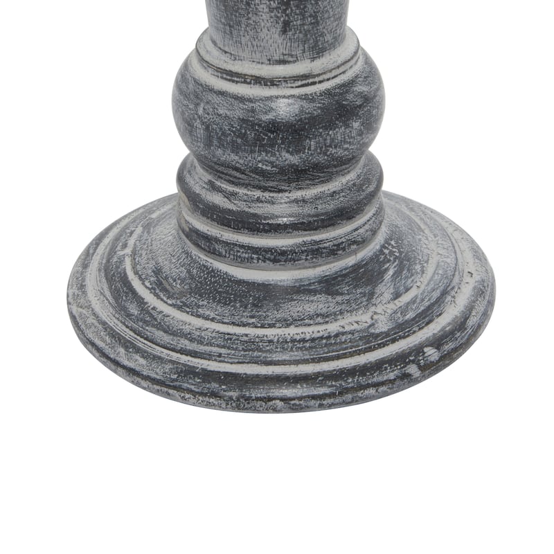 Black Mango Wood Traditional Candle Holder (Set of 3) - S/3 10", 8", 6"H