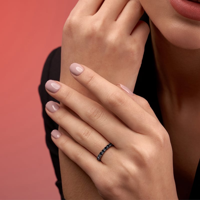Miadora 2ct TDW Black Diamond Eternity Band in 14k White Gold