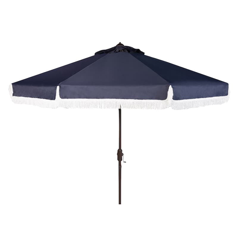 SAFAVIEH Ronette Fringe 9 Ft Crank Outdoor Umbrella