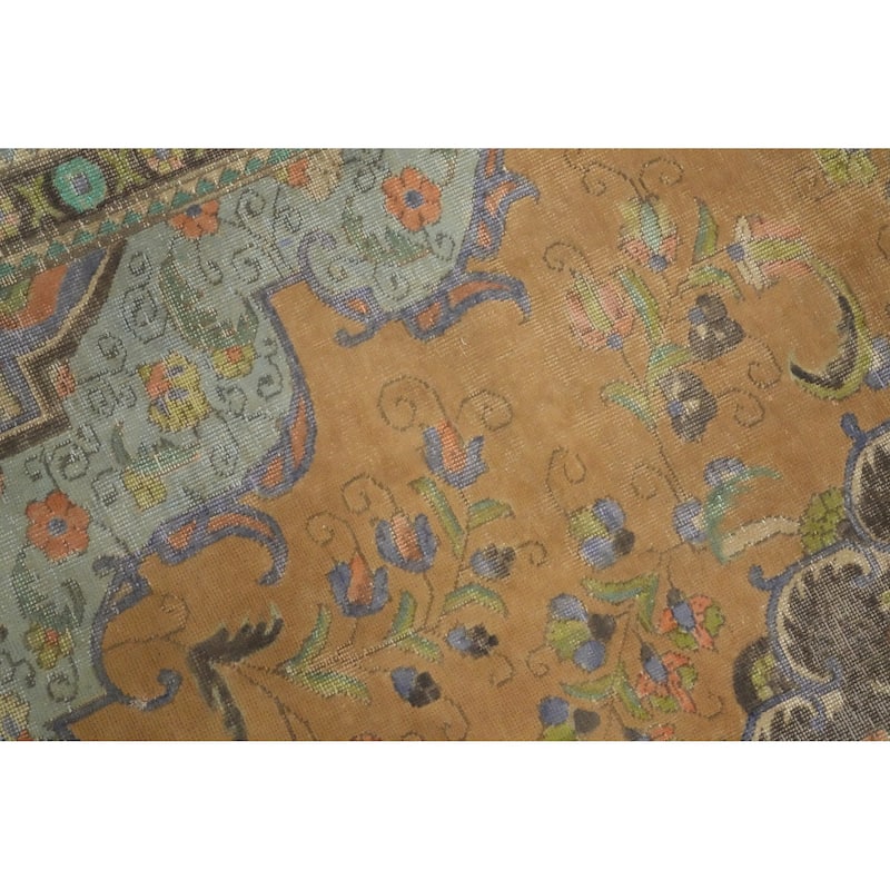Hand Knotted Oriental 100% Wool Carpet Traditional Floral Oranges & Rust Tabriz Area Rug - 11' 11'' X 9' 4''