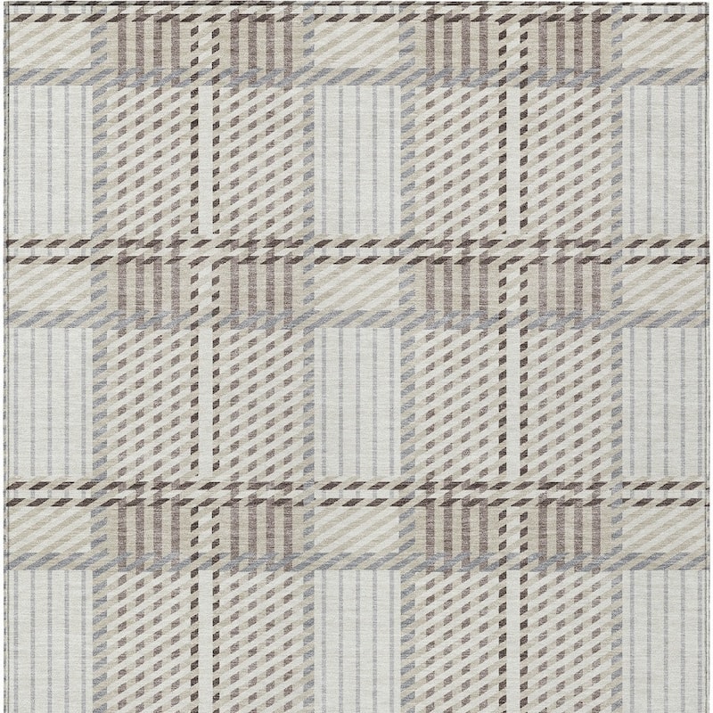 HomeRoots Plaid Transitional Rectangle Outdoor Rug