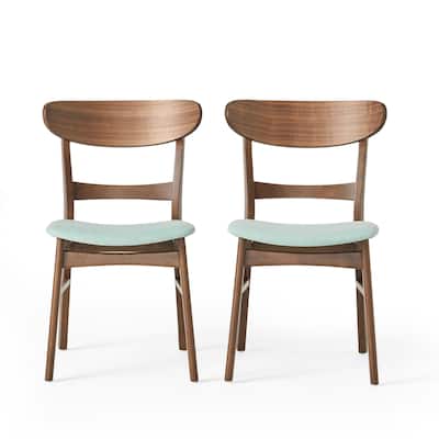 Cole Dining Side Chair Set of 2, Open Curved Back, Mint Green, Brown