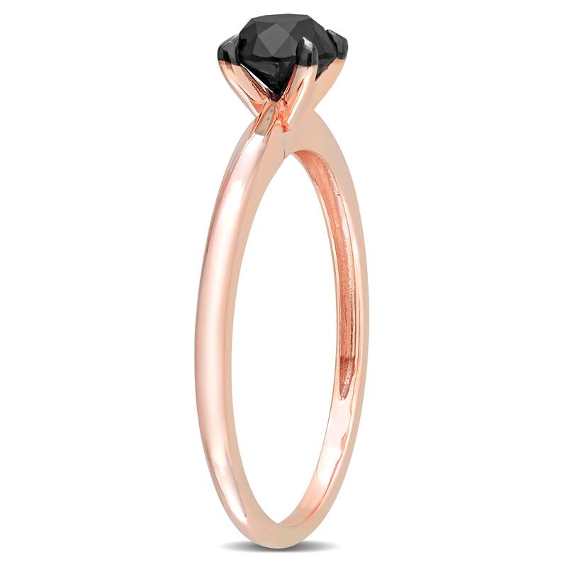 Miadora 3/4ct TDW Black Diamond Solitaire Engagement Ring in 14k Rose Gold