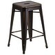 preview thumbnail 44 of 64, Backless Distressed Metal Indoor/Outdoor Counter Height Stool Copper
