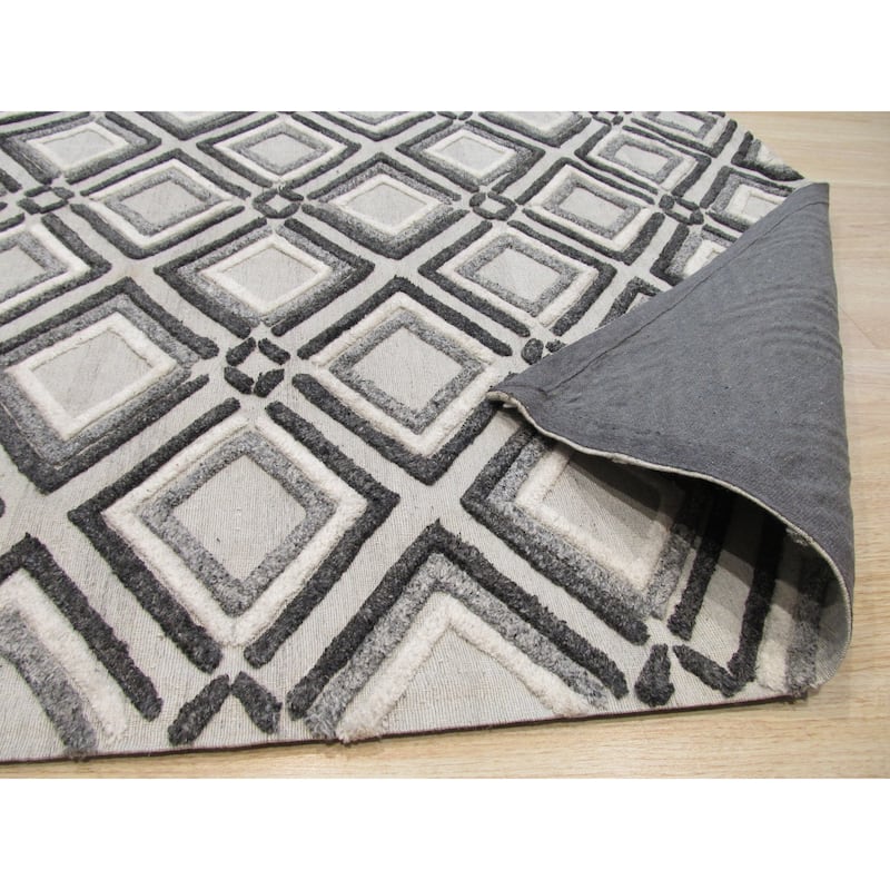 Gray Contemporary Geometric Raga Area Rug - 5' x 8'