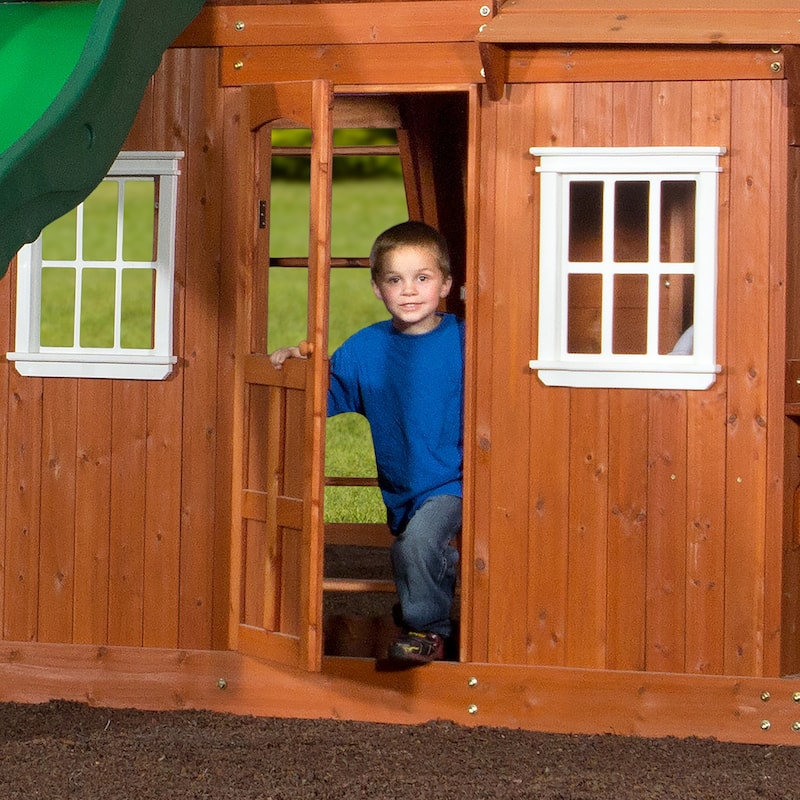 Backyard Discovery Shenandoah Cedar Wood Swing Set, Slide, Clubhouse