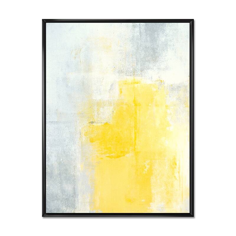 Designart "Grey Meets Yellow Abstract Art XI" Modern Framed Canvas Art