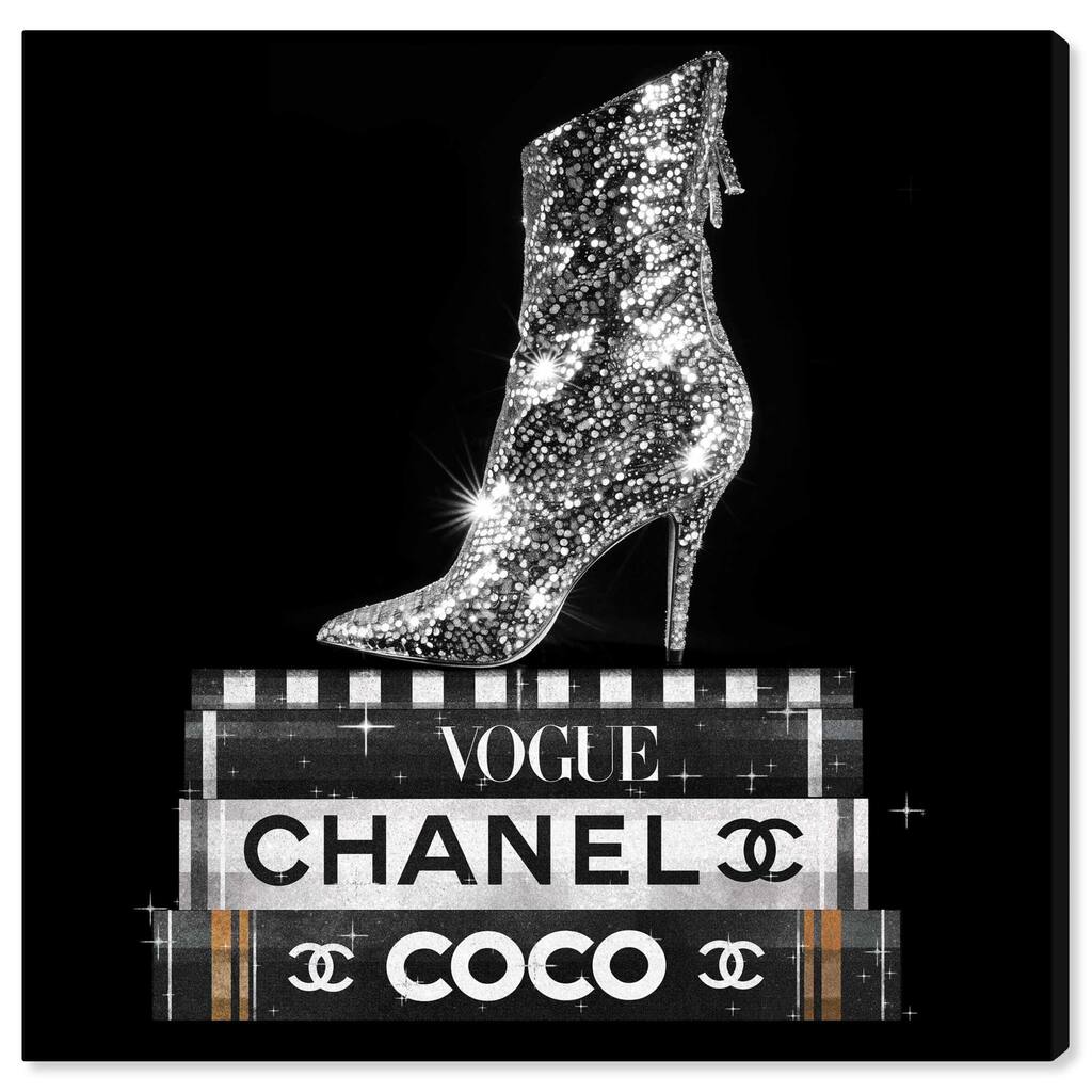 Cosmic Heel Boot and Books Canvas by Art Remedy, Gallery Wrapped