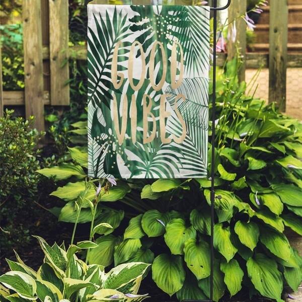 Shop Green Beach Good Vibes Quote Tropical Leaves Wall Collage