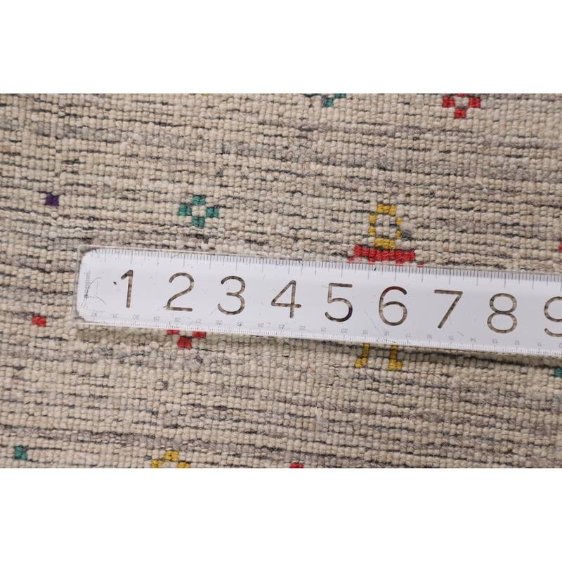 Earth Tone Gabbeh Indian Square Area Rug Handmade Beige Wool Carpet - 7'10" X 8'0"