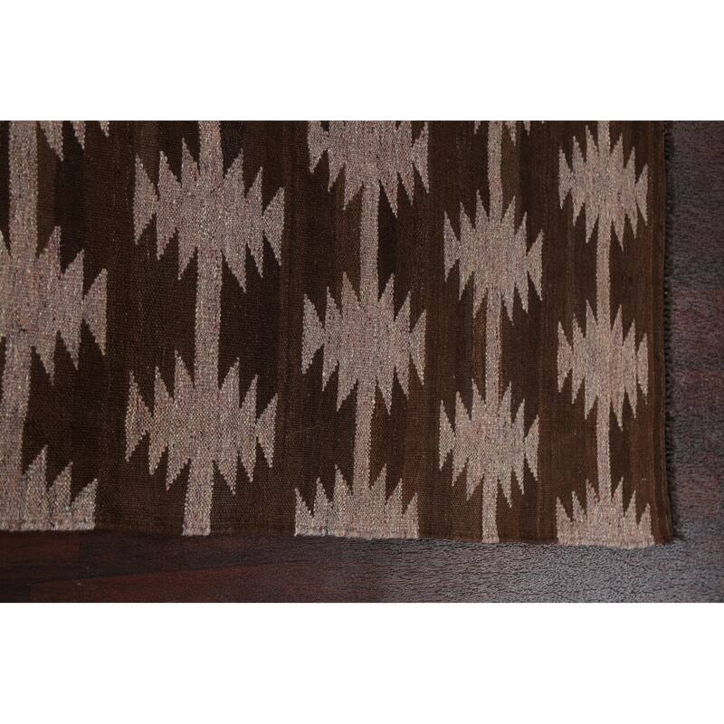 Natural Dye Tribal Geometric Kilim Oriental Area Rug Wool Hand-woven - 4'9" x 6'11"