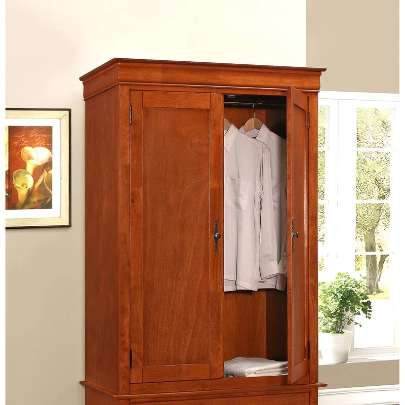 Wooden Armoire with 2-Drawers - 78" -Oak Finish