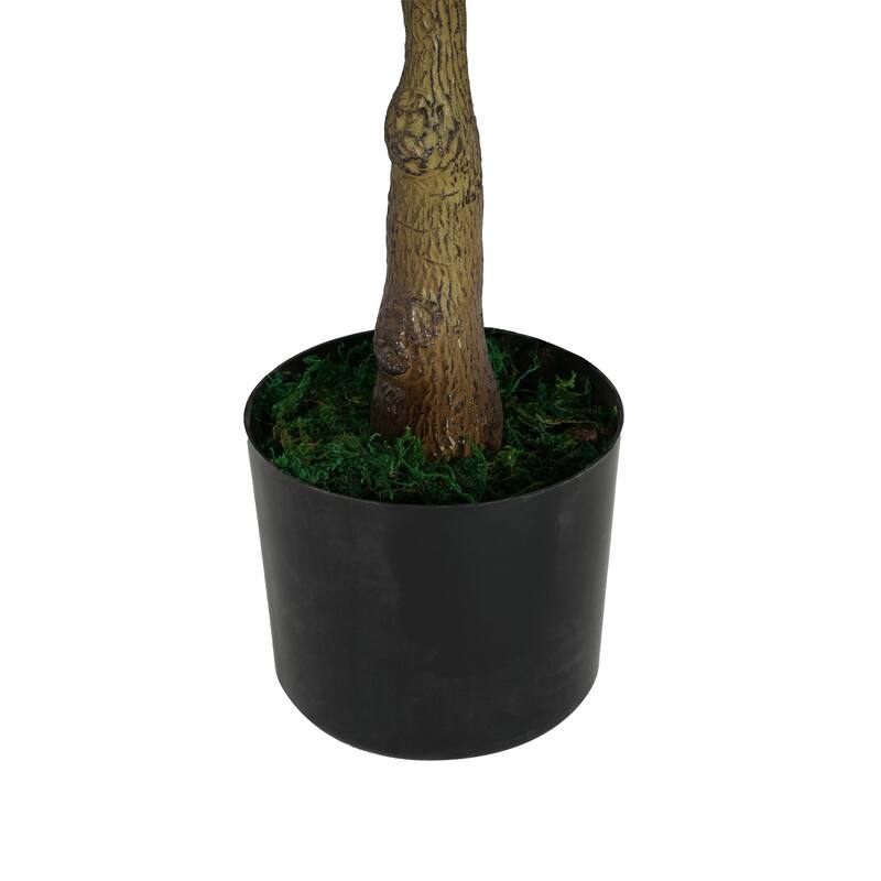 51" Pre-potted Artificial Ficus Tree with Black Plastic Pot