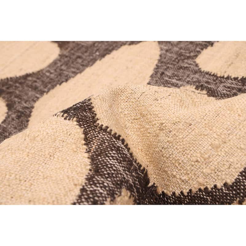 ECARPETGALLERY Flat-Weave Palas Denizli Cream Jute Kilim - 4'1 x 6'1