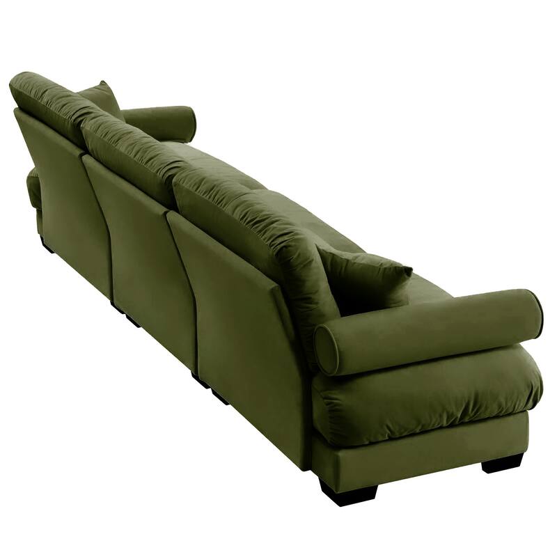130" Velvet Modular 5-Seat Sectional with Cloud Cushions & Headrests