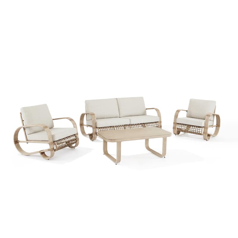 4-Piece Outdoor Aluminum Cushioned Club sofa Set