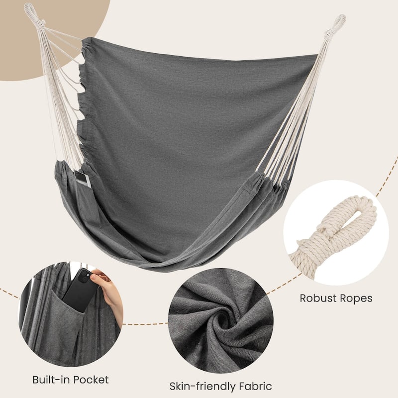 Costway Heavy-duty Hammock Chair with Stand Metal Frame Storage Pocket - See Details