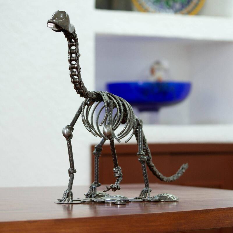 Handmade Rustic Brontosaurus Upcycled auto part sculpture (Mexico) - 69 x 38 x 25