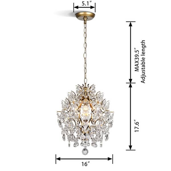 dimension image slide 0 of 2, Dalia Indoor 3-light Crystal Chandelier