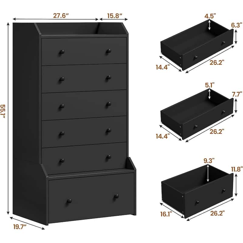 Tall 6 Drawer Dresser Dresser for Bedroom Vertical Dressers Chest of Drawers