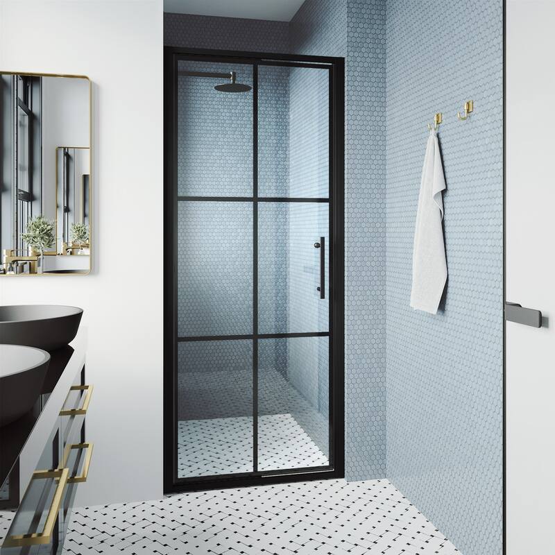 Vigo VG6079GCL3276 Astoria 76" High x 32" Wide Pivot Framed Shower - Matte Black