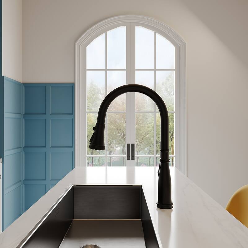 Modern Double Handle 3-Holes Deck Mount Bridge Kitchen Faucet