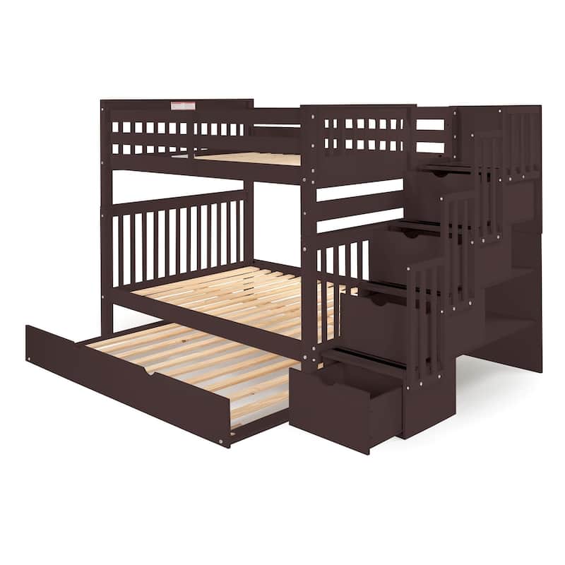 Taylor & Olive Trillium Full over Full Stairway Bunk Bed, Twin Trundle