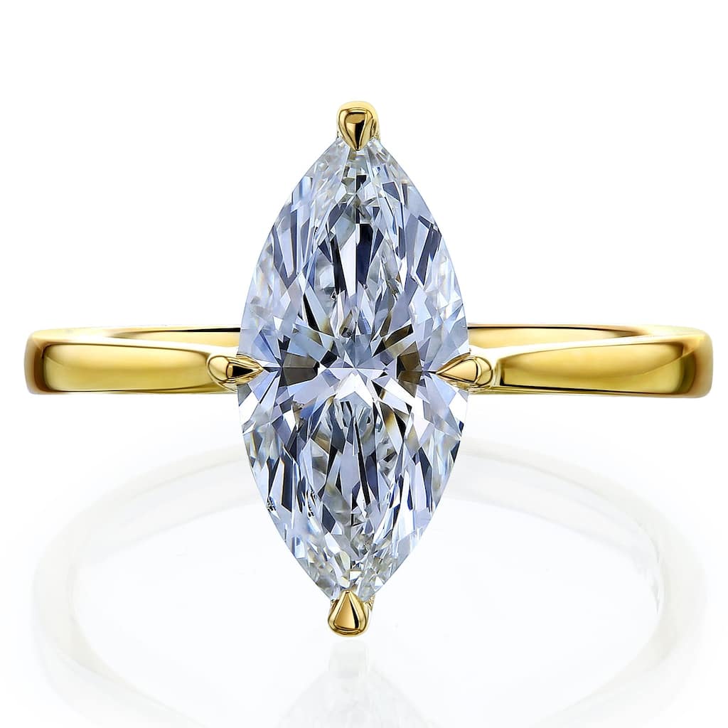 ​Kobelli 2 Carat Lab Grown Diamond Certified 14k Solid Gold Marquise Solitaire Mérida Engagement Ring (EF/VS)