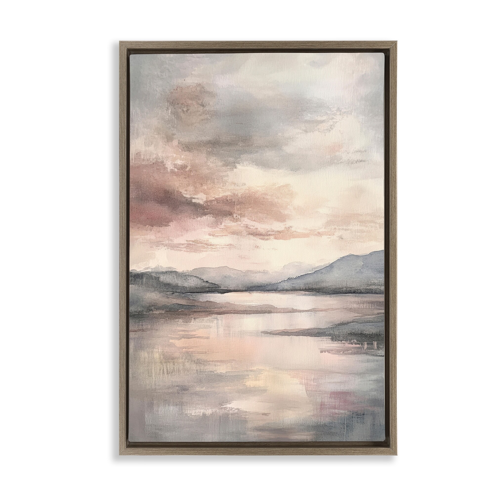 Stupell Cloud Covered Lake Landscape Framed Floater Canvas Wall Art Design By Petal Prints Design
