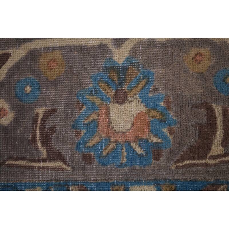Overdyed Gray Tabriz Persian Vintage Area Rug Handmade Wool Carpet - 9'8" x 12'7"
