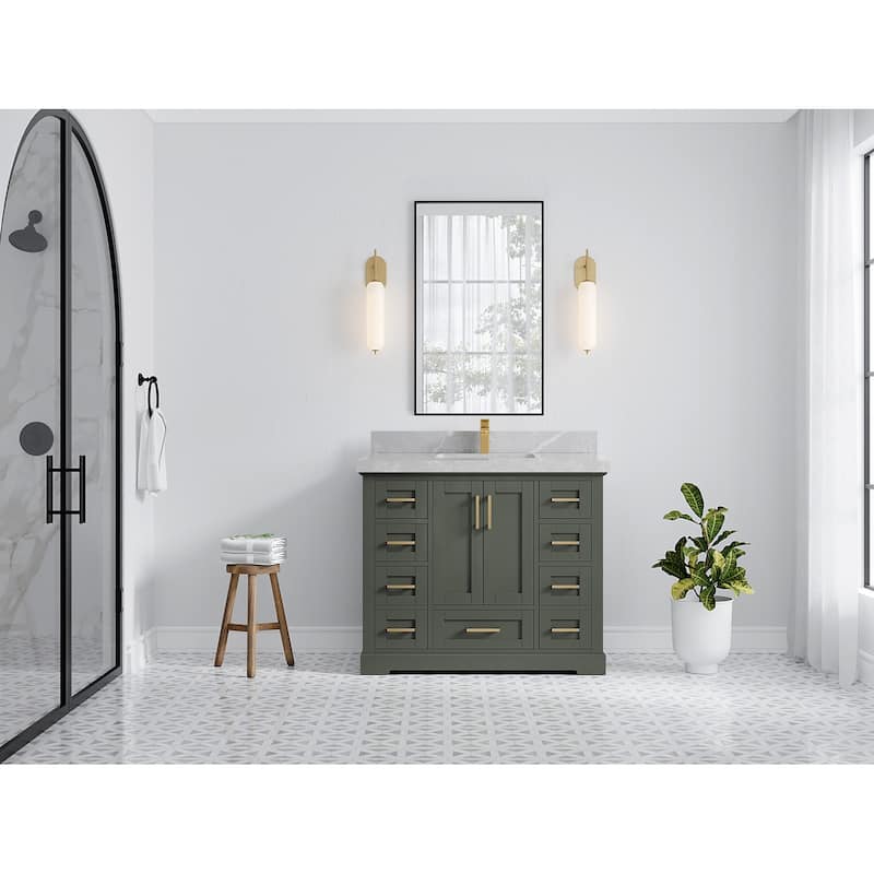 Willow Collection 42 in W x 22 in D x 36 in H Boston Single Bowl Sink Bathroom Vanity with Countertop