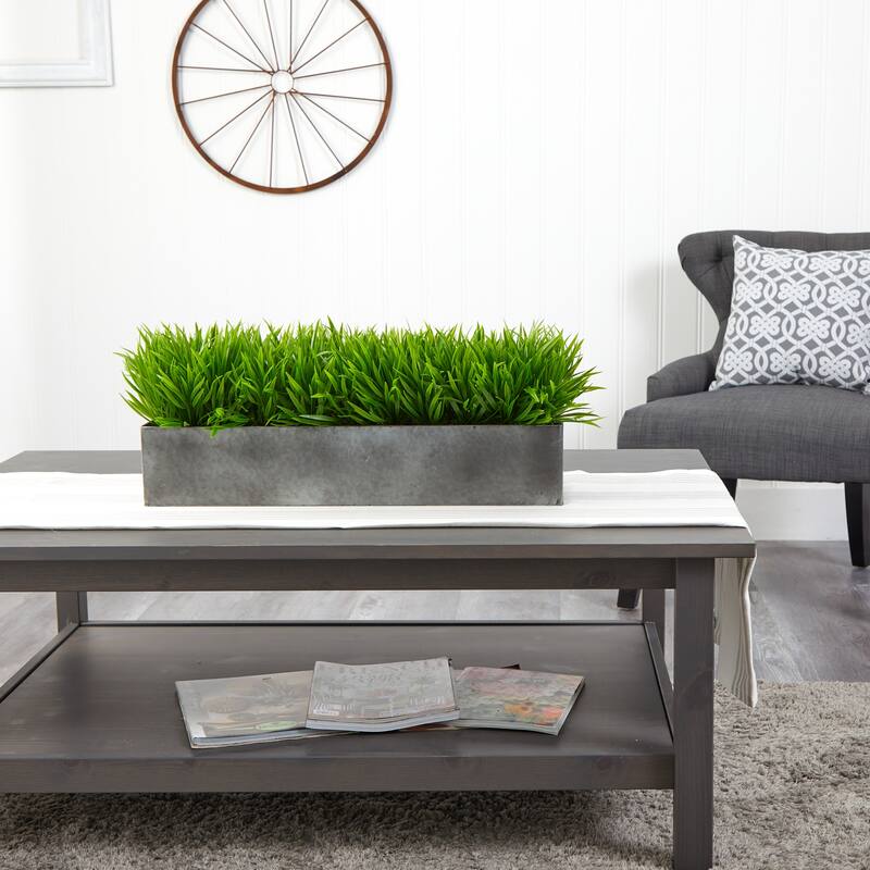 25" Wild Grass Artificial Plant in Metal Planter - 5"