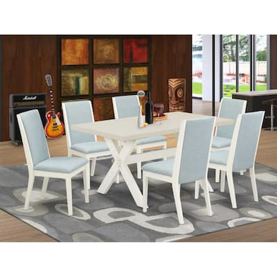HomeStock 6-Piece Distressed Jacobean Finish Solid Wood Top dining Table with 1-Bench and 4-Chairs