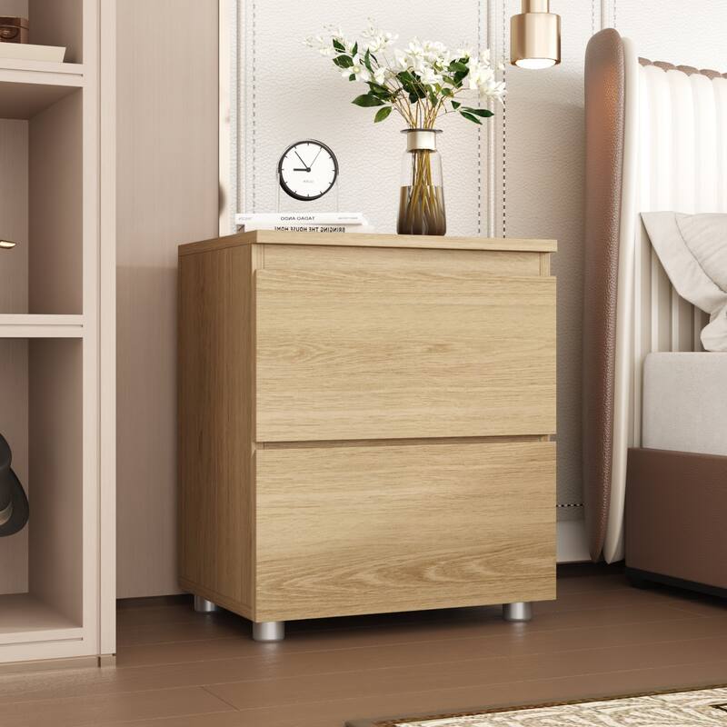 Premium 2-Drawer Nightstand 3 Colors Bedside Table by Kerrogee End Table